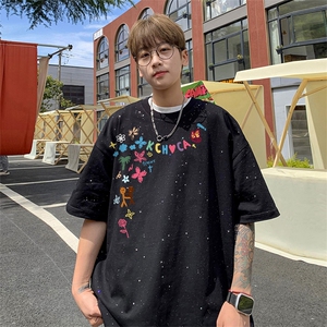 可48小时发货支持抖音得物来样二开 美式满天星亮片短袖T恤MTX715图片