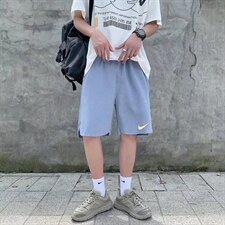 218-1-P18-GG02夏季宽松休闲打勾菊花潮牌开叉短裤，男装休闲裤，四季星座218-1