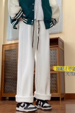 中性秋冬休闲宽松印花卫裤长裤男女美潮D216P50控68加绒P65，男装休闲裤，电商A268