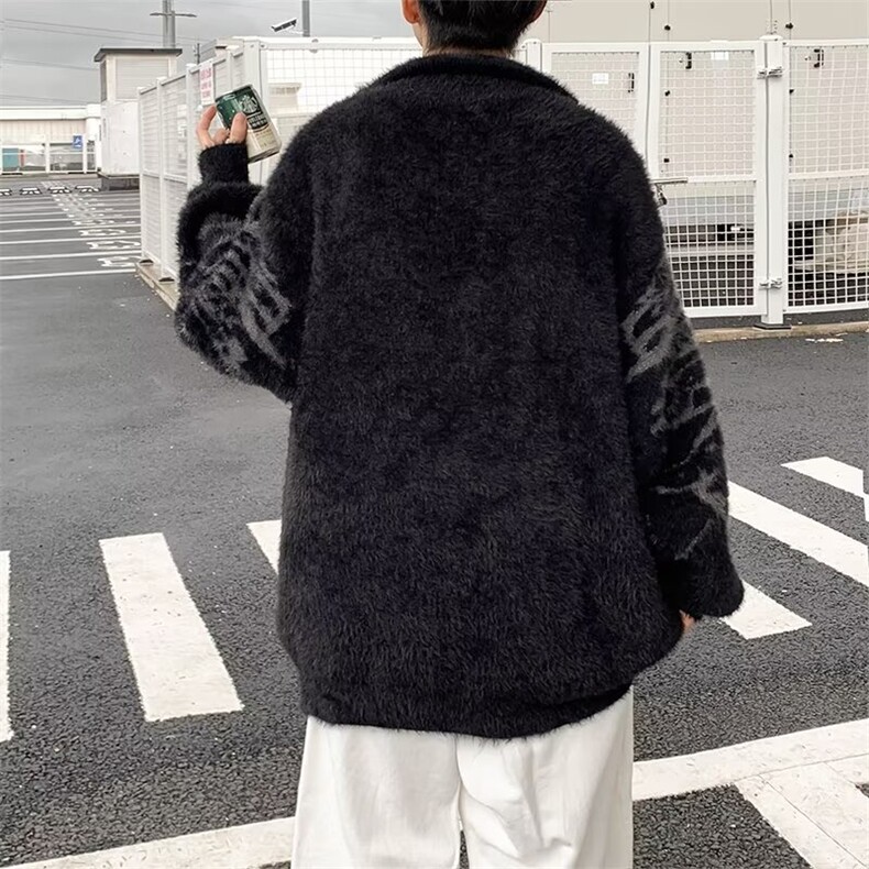 美式复古开衫高领毛衣新款高街潮牌慵懒风设计感针织外套,男装针织衫/毛衣,星座410-7