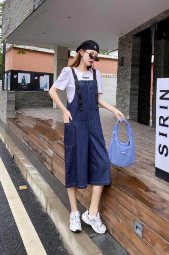 现货夏季新款背带两件套火爆中，女装，金地雪