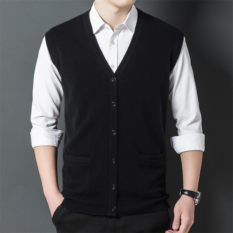 Z2468冬季2021男式新款纯色背心开衫全羊毛绵羊毛针织马甲P145,男装针织衫/毛衣,电商B360