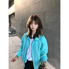 【沁蓝冰心】美式哈灵顿夹克女早秋翻领情侣外套百搭休闲宽松上衣，男装夹克，星座506A