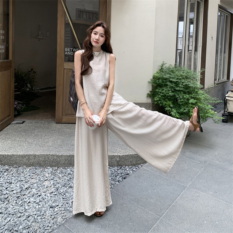 法式气质无袖背心阔腿裤套装女2025年夏季新款轻熟风高级感两件套,女装套装/套裙,2C278