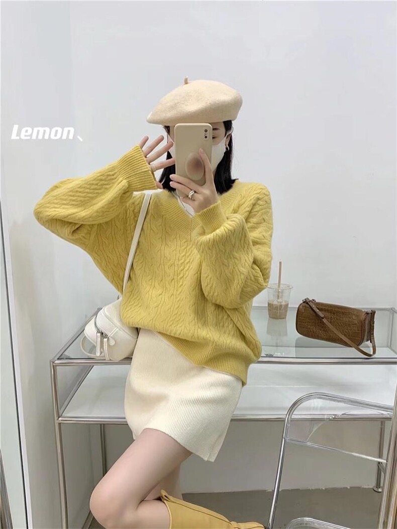 【现货】新款含羊毛毛衣，女装针织衫/毛衣，Yibee