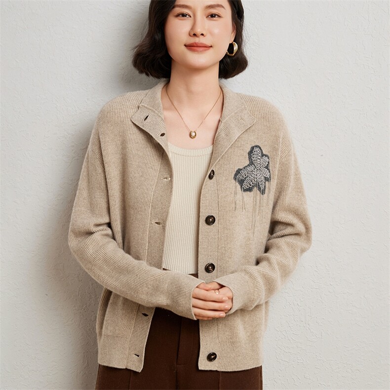 优雅女士加厚半高领羊绒开衫10%羊绒保暖时尚外套,女装羊绒衫,臻维羊绒