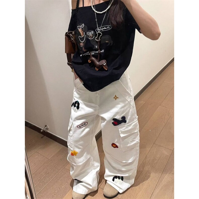 【有货】A9027CC-特P53趣味小狗刺绣工装休闲裤男女,男装工装外套,星座1007（原301D）