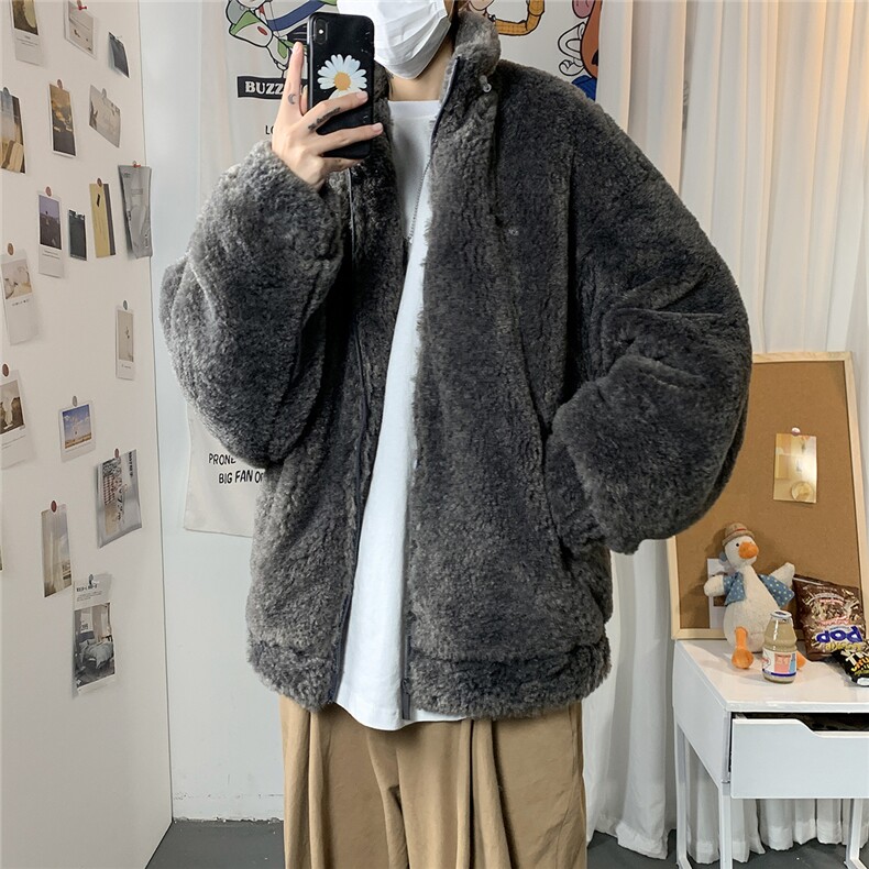 1羊羔毛棉衣外套男宽松加棉加厚ins大码情侣棉服7956P105控138图片