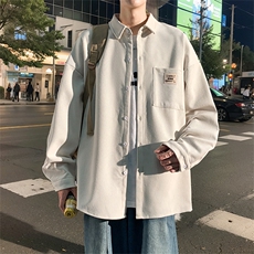 衬衫男秋季新款港风宽松大码灯芯绒长袖衬衣CS025-P38，男装衬衫，星座214-3