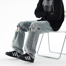 破洞漆点直筒显瘦牛仔裤男长裤KD608-P30，男装牛仔裤，电商D312-1
