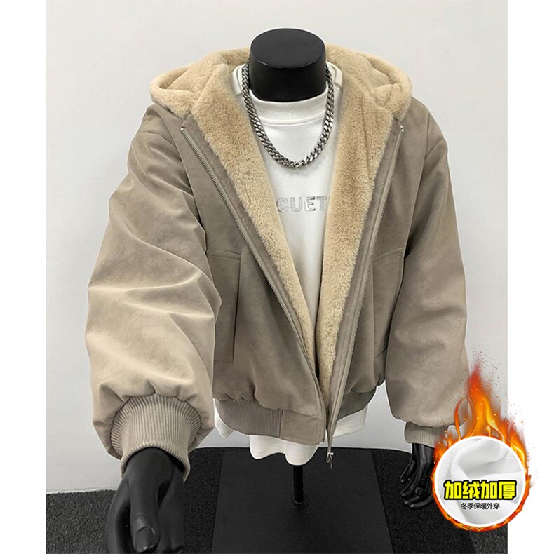 现货高品质美式冬季重磅座山雕大毛毛领pu皮棉衣男女加厚外套，男装皮衣，电商A486