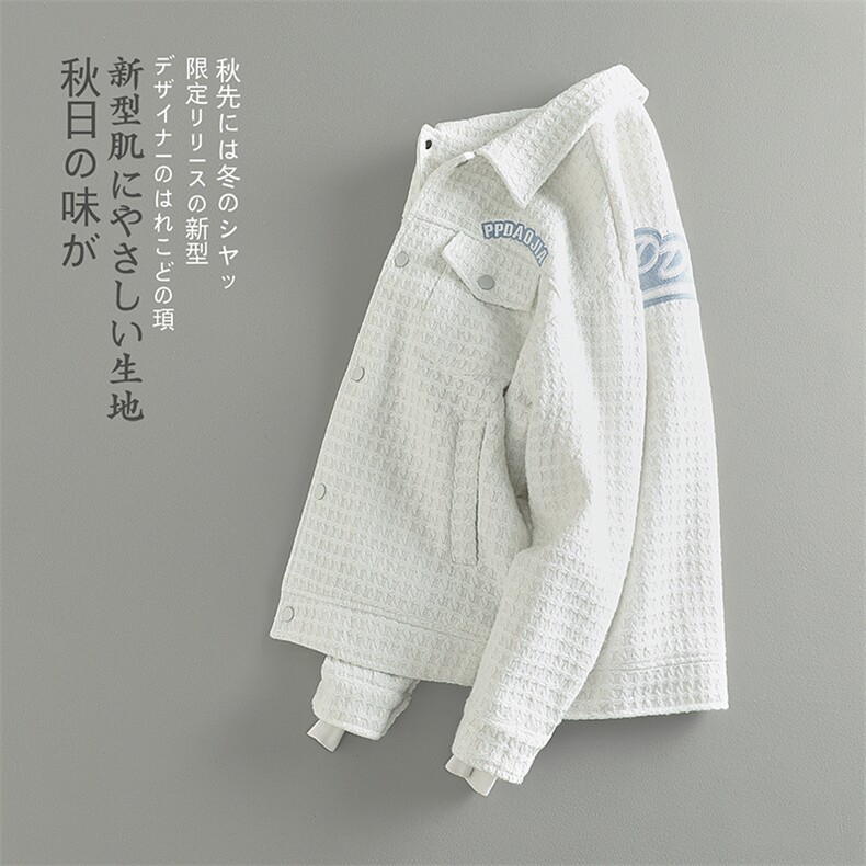 特批70无差价秋款刺绣翻领美式痞帅夹克男休闲大码宽松外套J549图片