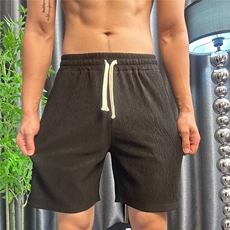 肌理感条纹冰丝短裤男款夏季宽松薄款凉感裤子男生休闲运动五分裤，男装牛仔裤，星座1210-1