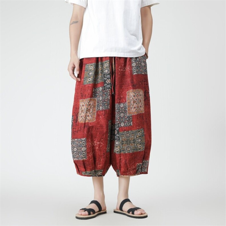 2025夏装灯笼裤尼泊尔沙滩裤民族风碎花薄款A057-K382-P45，男装民族服装，电商A057B