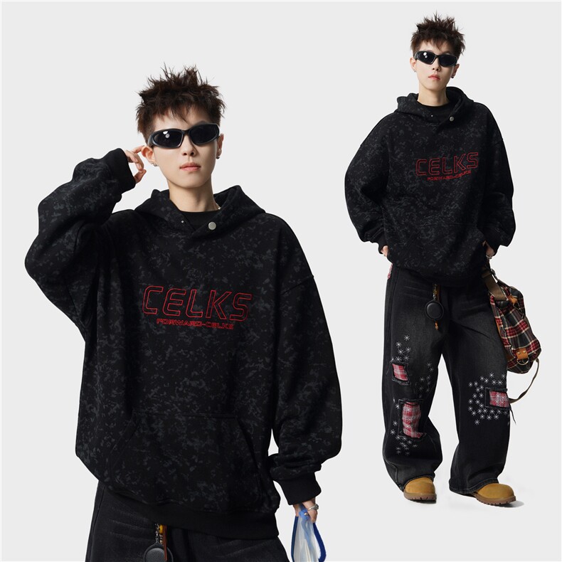 秋季扎染重磅420克连帽卫衣男B219A-ZL2501-P65加绒P70控98,男装卫衣,电商B219A