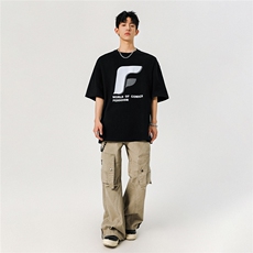 2025夏美式潮牌重磅短袖T恤纯棉情侣半袖宽松teeA025-WD1011-P30，男装T恤，电商A025