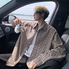 衬衫男春季新款港风宽松格子长袖衬衫CS802-特P28，男装衬衫，星座214-3