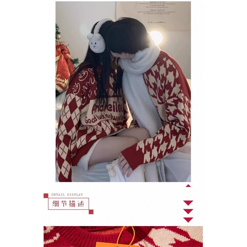 1506-1/MMY311/P48高级感情侣装本命年红色毛衣男女情侣同款时尚,男装针织衫/毛衣,星座1506-1
