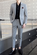 西服套装男西装男士商务休闲职业装修身新郎伴郎结婚两件套礼服潮，男装西服套装，星座505-2（原电商A260-1)