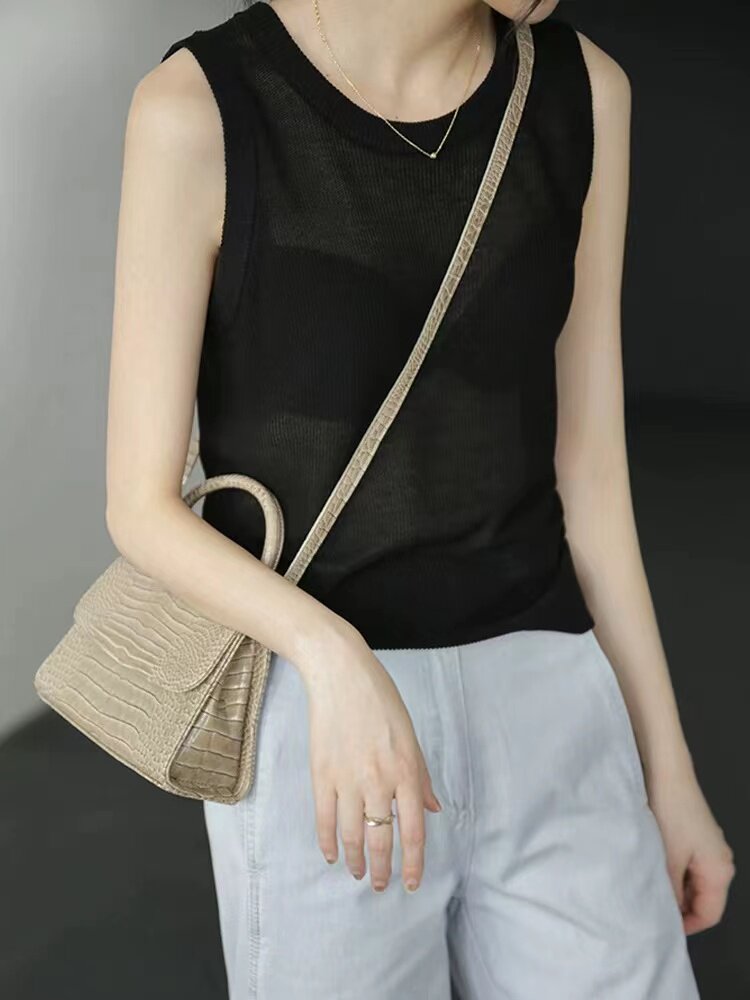 洋气百搭薄款微透宽松外穿吊带背心女夏季大码，女装背心吊带，圣旺供货