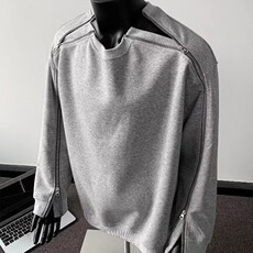 解构双拉链廓形秋季新款长袖卫衣男休闲重磅设计感上衣L67855-P45，男装卫衣，星座1008
