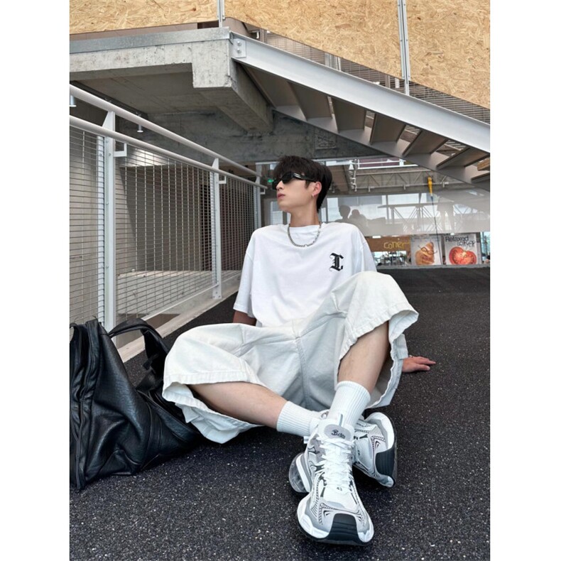 美式复古大口袋阔腿工装七分裤男女休闲宽松百搭潮牌短裤K121,男装牛仔裤,星座1116A（原606A-3）