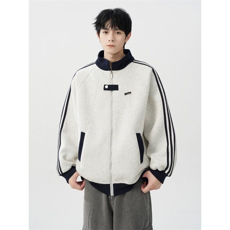美式复古休闲宽松外套oversize卫衣男秋季新款拼接上衣L67988-P53图片