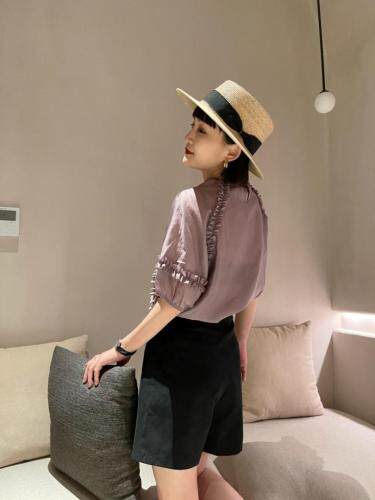 天丝木耳边小衫，女装，Da.金