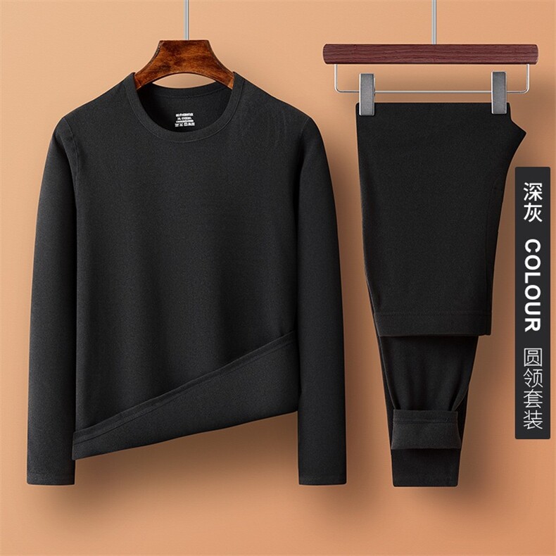 冬双面德绒男士保暖内衣套装园领自发热防寒打底秋衣秋裤DR02P40，男装T恤，星座1013-5