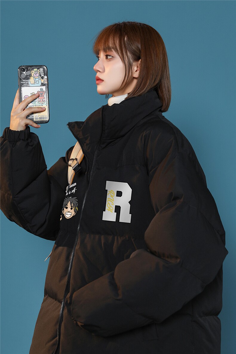 中性风新款冬季时尚百搭宽松字母印花棉服外套MY2049P85控118,男装棉衣,A247A