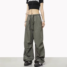 现货美式阔腿伞兵工装裤男女宽松复古休闲裤WLG8433-P40，男装休闲裤，星座1008