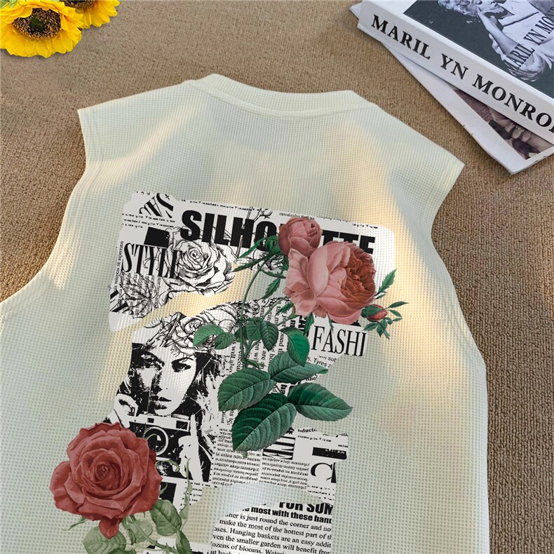 华夫格背心直播高品质重磅220克玫瑰印花HB7107-P25控38,男装背心/马甲,星座508（原C305）