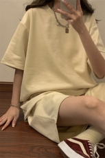 中性风麂皮绒短袖T恤男DT8766P23短裤男DK8767P32套装TZ8757P55，男装T恤，星座227-7