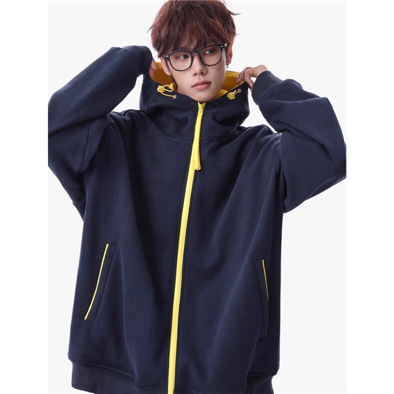 春秋季色拉链开衫卫衣男女潮牌宽松情侣休闲百搭连帽外套WYB39，女装短外套，星座516A