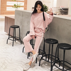 现货2021新款撞色阔腿卫衣套装8218-JW1663，女装套装/套裙，卡莱