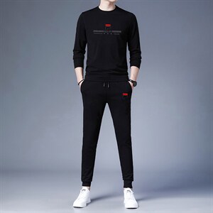 中年运动套装男春秋季2023新款套头卫衣两件套大码中老年休闲服装