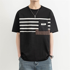 25171-特P40夏季休闲时尚T恤男短袖打底衫个性拼接撞色短袖t恤男，男装T恤，电商D310B-1