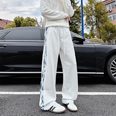 XK60022-P35条纹休闲裤男春秋款潮牌痞帅炸街宽松运动裤青少年，男装休闲裤，电商A178