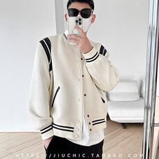 情侣棒球服秋冬美式复古夹克宽松休闲厚款外套男飞行服W6699-P55，男装夹克，星座412-1