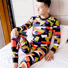 0769修身磨毛-橘色几何