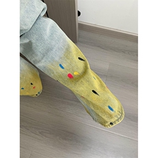 美式高街vibe裤子裤男款秋冬手绘涂鸦牛仔裤显腿长直筒弯刀微喇裤，男装牛仔裤，星座313A(原308A-2)