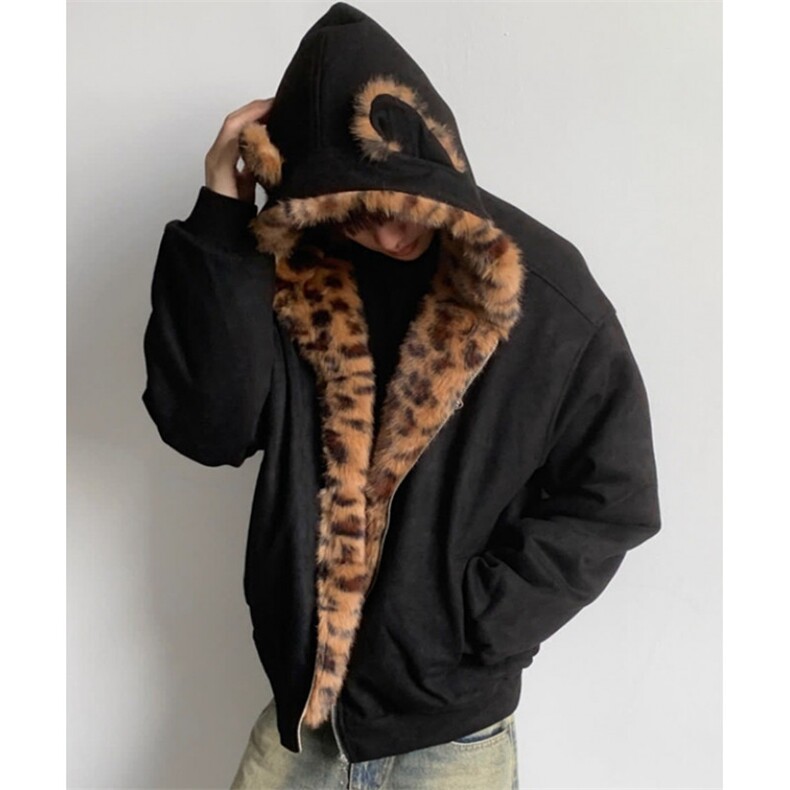痞帅高级感垫肩豹纹棉衣外套男冬季加厚小众设计感夹克MS413，男装夹克，星座1116A（原606A-3）