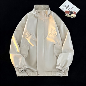 情侣款立领皮衣男春季潮流夹克大码宽松外套机车A266-PY008-P75图片
