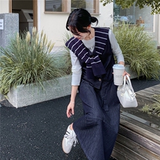 韩系chic一整套牛仔穿搭女2025秋新款小个子披肩马甲半身裙两件套，女装套装/套裙，2C057