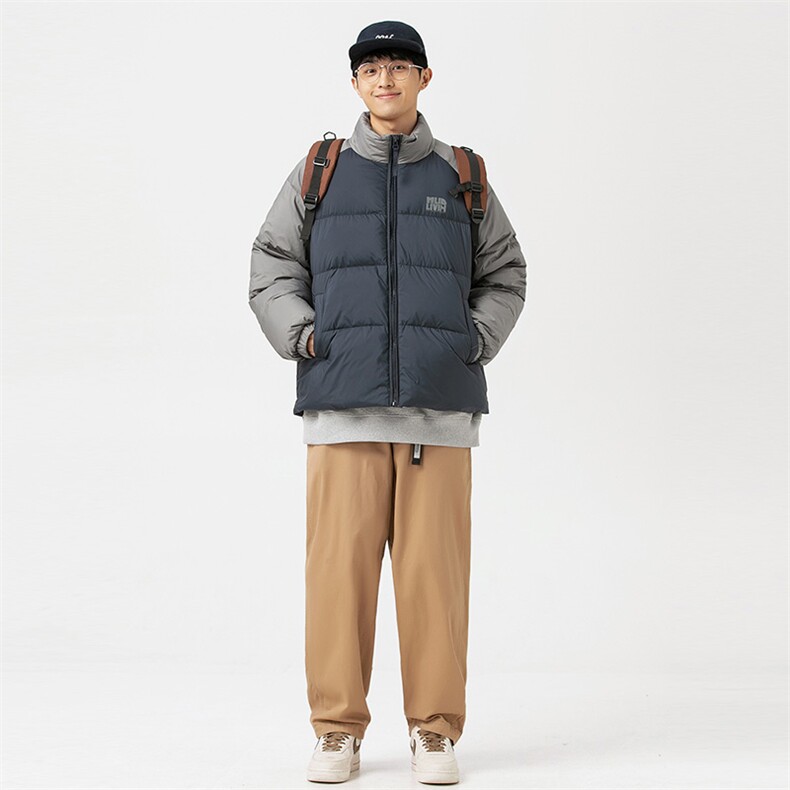 2026冬季新款男日系潮牌立领白鸭绒羽绒服拼色加厚外套YR20-F209图片
