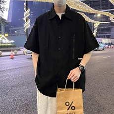 日系工装短袖衬衫男款夏季少年感潮牌休闲衬衣学院风百搭宽松外套，男装衬衫，星座218-1（原230）