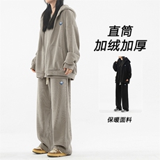 套装秋冬季美式加绒垂感高街三件套搭SJT862-特批176加绒特批206，男装休闲套装，星座718