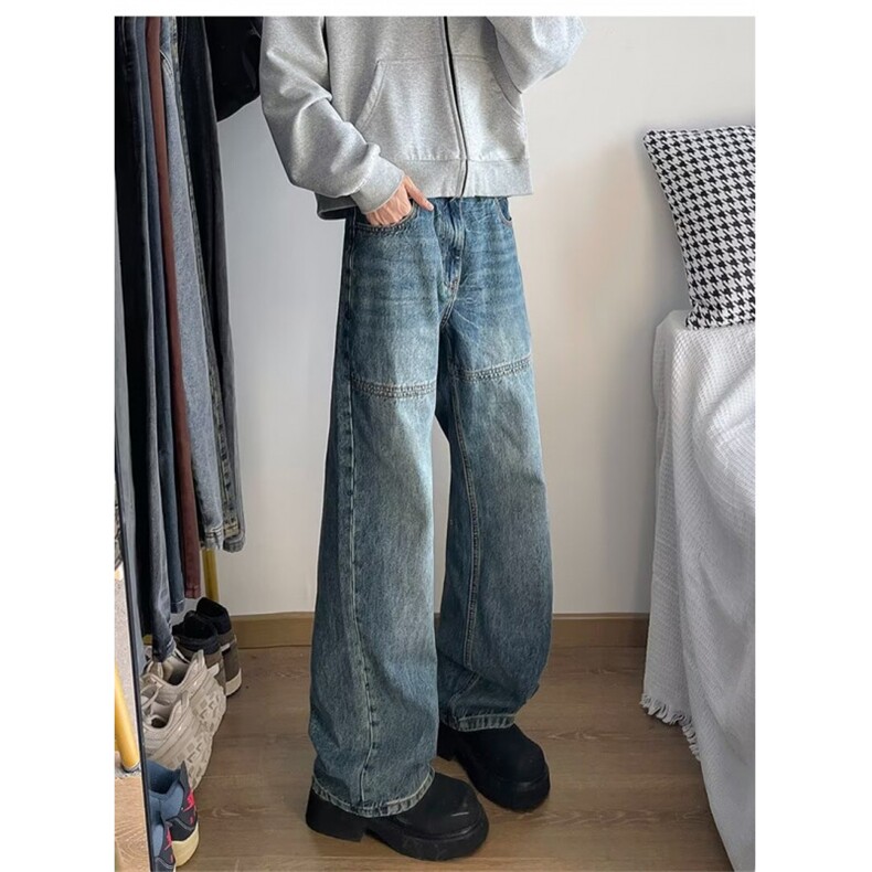 高街牛仔裤男士韩版潮流痞子帅气百搭2024冬季ins长裤RK2380-P50,男装牛仔裤,星座412-3