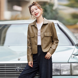 皮衣外套女春秋短款2025年新款欧货气质PU皮夹克高级感小个子上衣图片