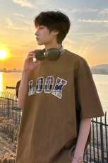 美式高街时尚格子印花短袖宽松休闲港风夏季上衣HY731TP20，男装T恤，电商A102B